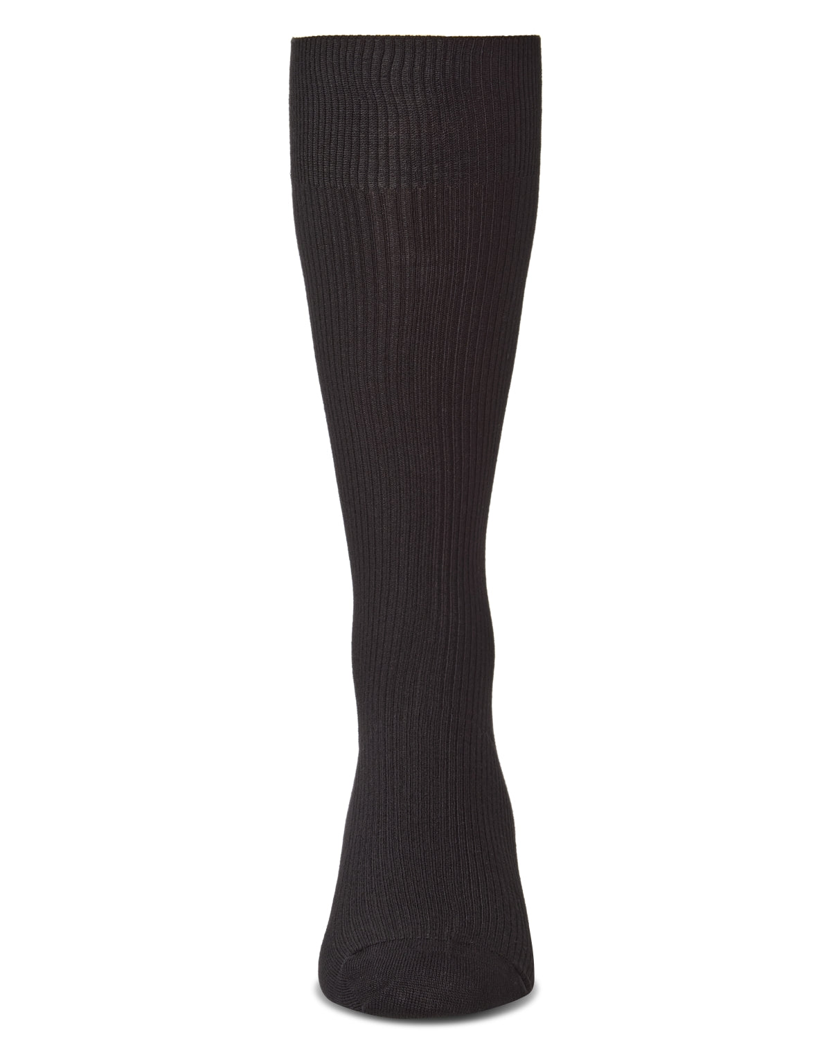 Men's Modal Durable and Flexible Pin Rib Crew Sock : Color: Black