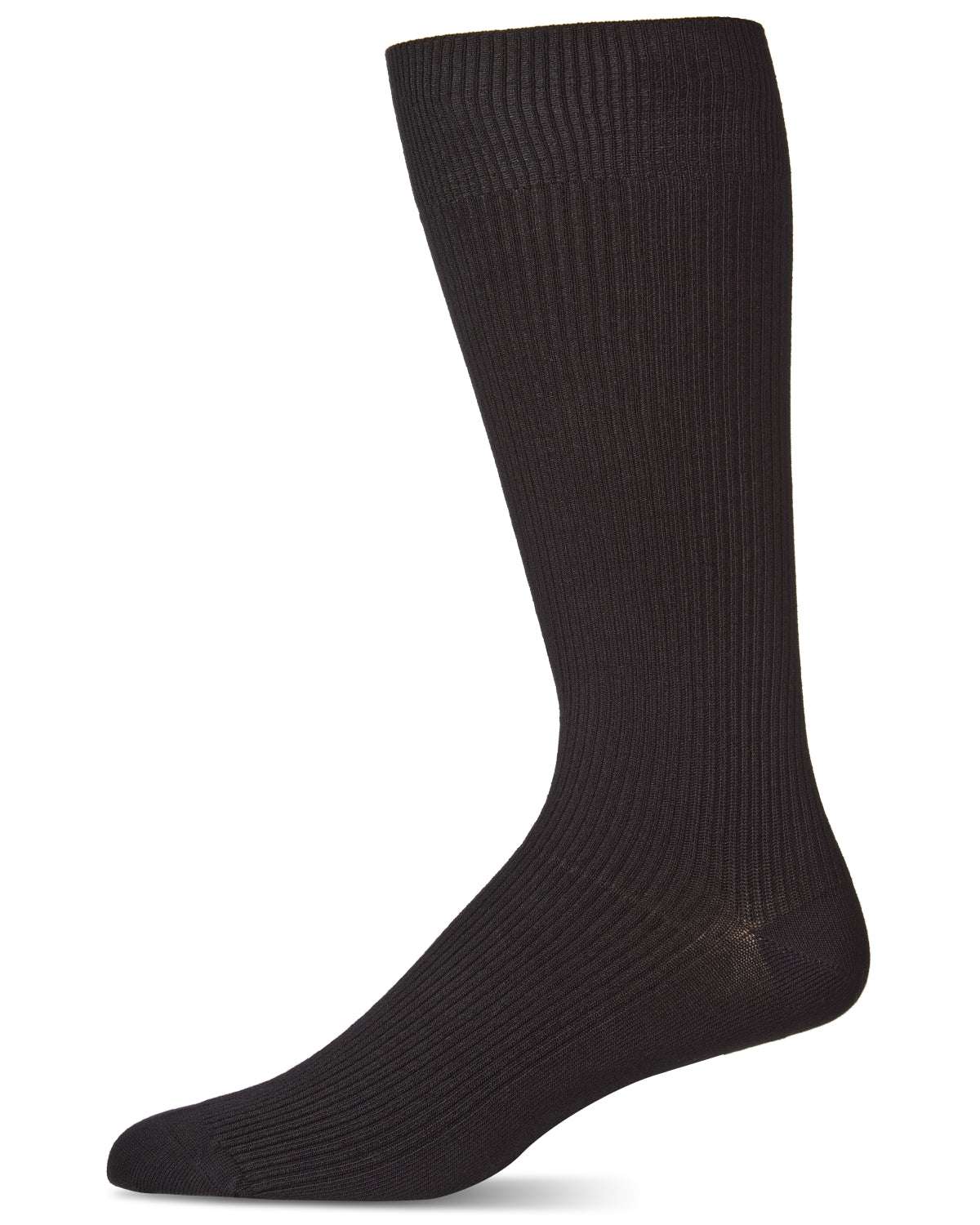 Men's Modal Durable and Flexible Pin Rib Crew Sock : Color: Black