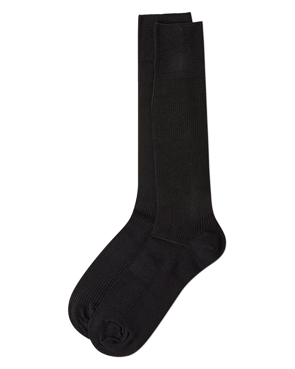 Men's Modal Durable and Flexible Pin Rib Crew Sock : Color: Black