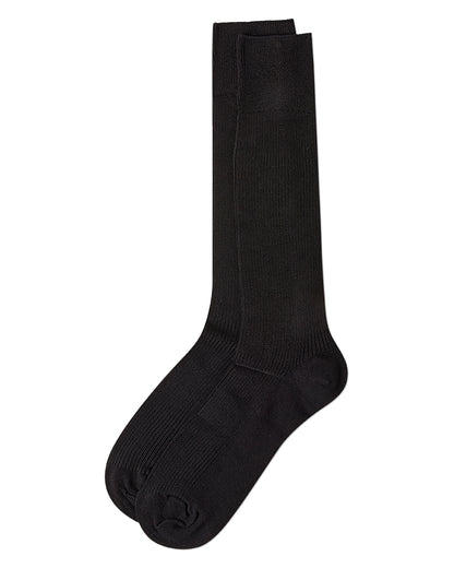 Men's Modal Durable and Flexible Pin Rib Crew Sock : Color: Black