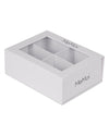 4-Compartment White Gift Box with Inner Dividers and Viewing Window