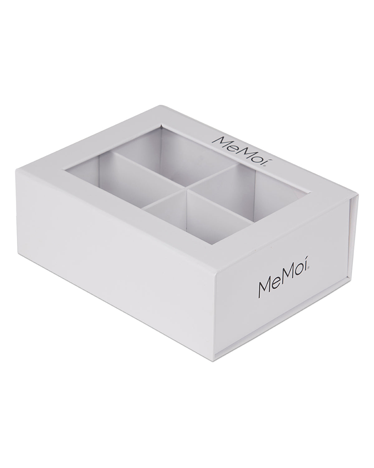 4-Compartment White Gift Box with Inner Dividers and Viewing Window