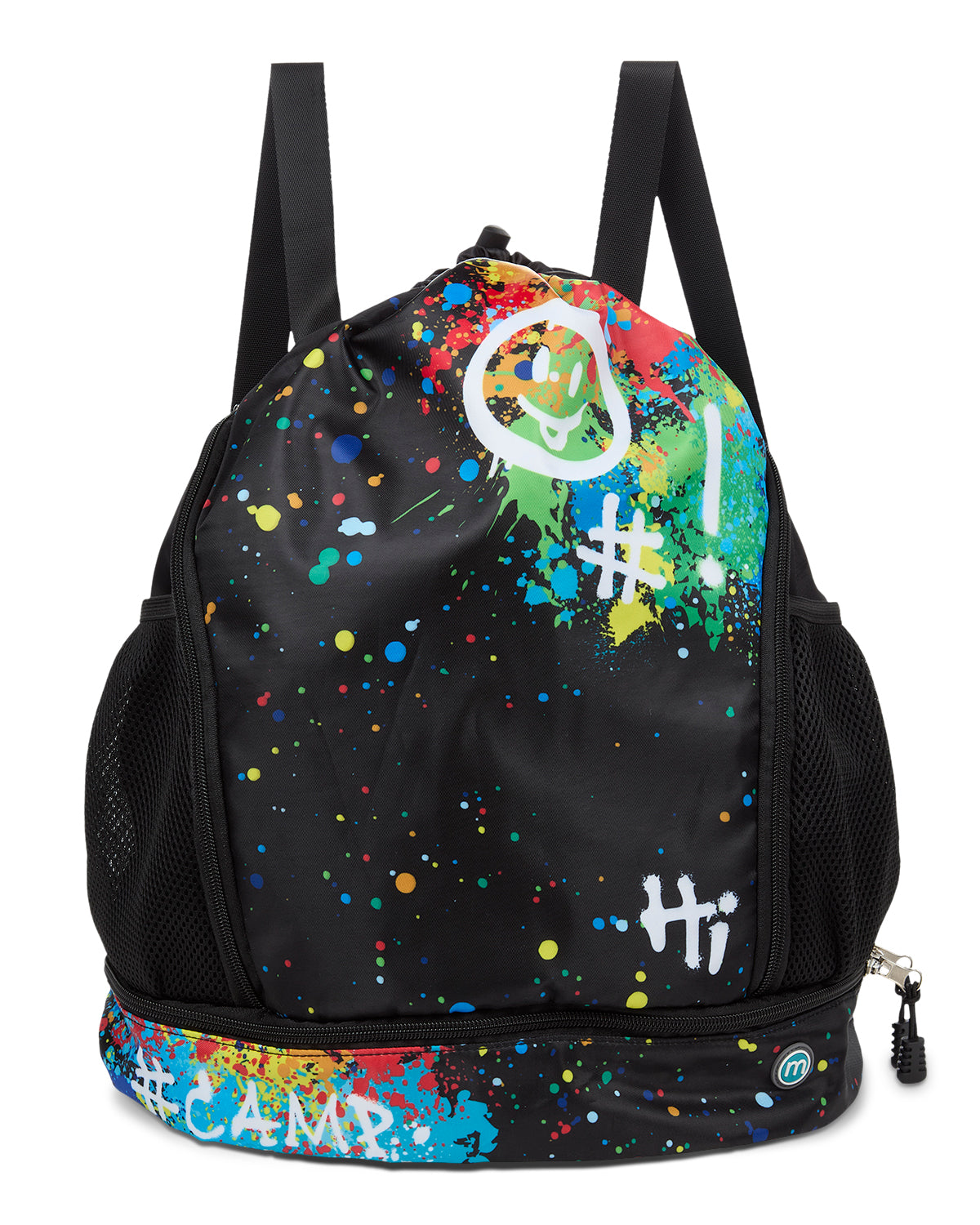 Kids Unisex Multicolor "Graffiti Fun" Camp Bag Backpack : Color: Black