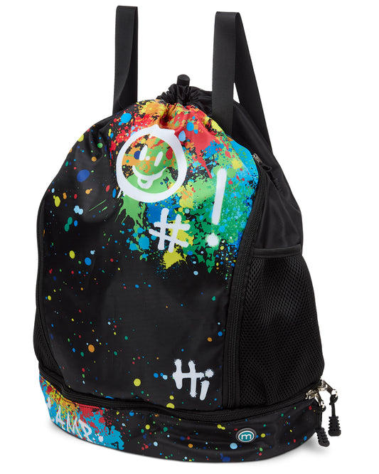 Kids Unisex Multicolor "Graffiti Fun" Camp Bag Backpack : Color: Black