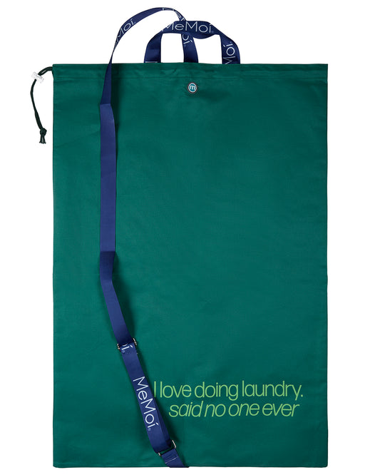 "I Love Doing Laundry" Woven Laundry Wash Bag : Color: Forest Green