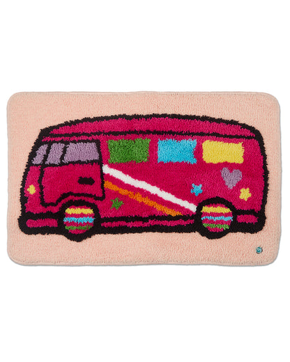Girls Plush Tufted "Happy Camper" Bedside Camp Mat : Color: Peachy Pink