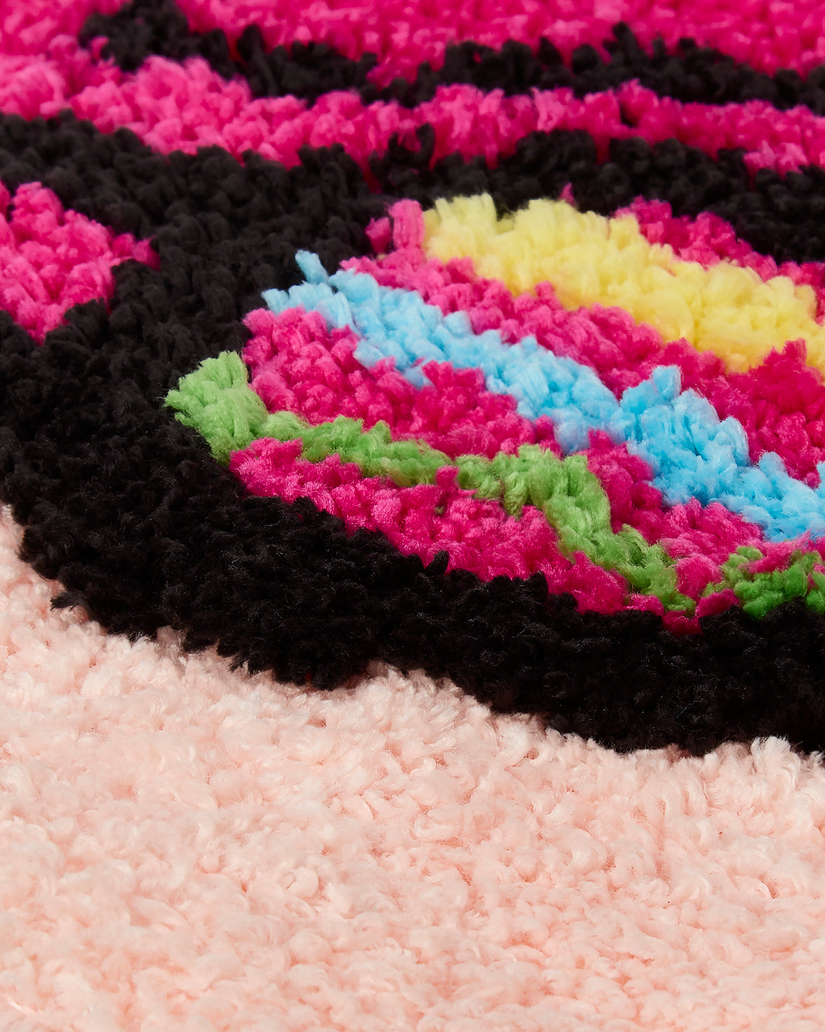Girls Plush Tufted "Happy Camper" Bedside Camp Mat : Color: Peachy Pink