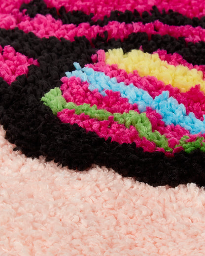 Girls Plush Tufted "Happy Camper" Bedside Camp Mat : Color: Peachy Pink