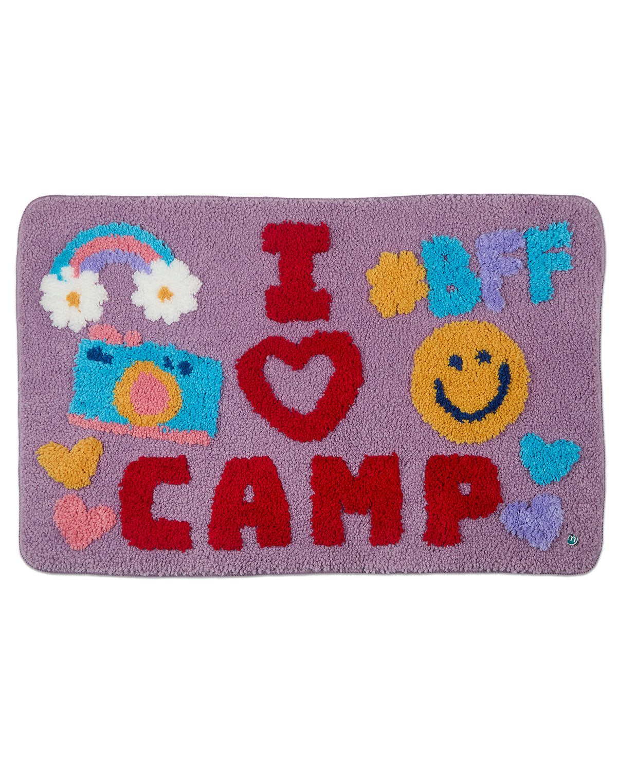 Girls Plush Tufted "Emoji" Bedside Camp Mat : Color: Lilac