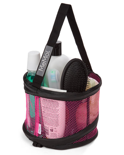 Collapsible Mesh Shower Caddy : Color: Black-Pink
