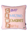 Girls "Camp Party" Plush-Embroidered Autograph Camp Pillow with Marker