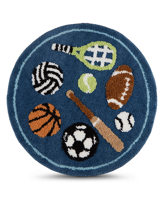 Boys All-Over Sport-Themed Plush Camp Mat and Bedside Area Rug