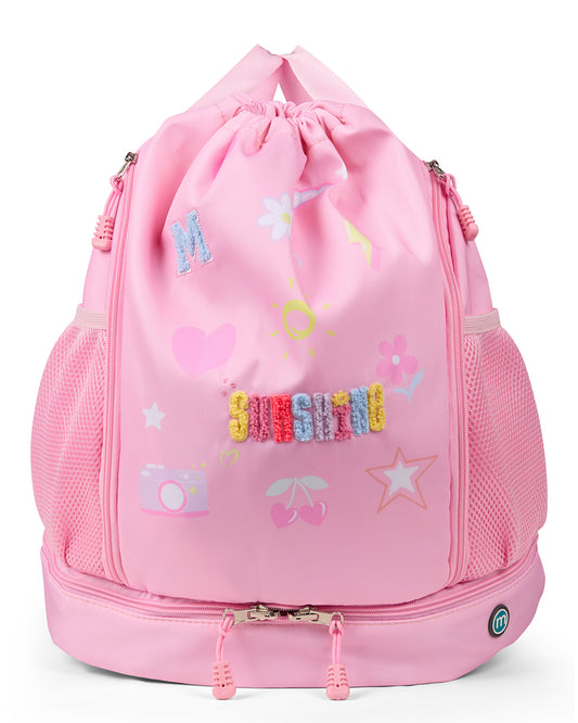Kids "Sunshine" Camp Backpack with Fun Graphics and Chenille Appliques