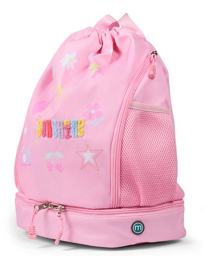 Kids "Sunshine" Camp Backpack with Fun Graphics and Chenille Appliques
