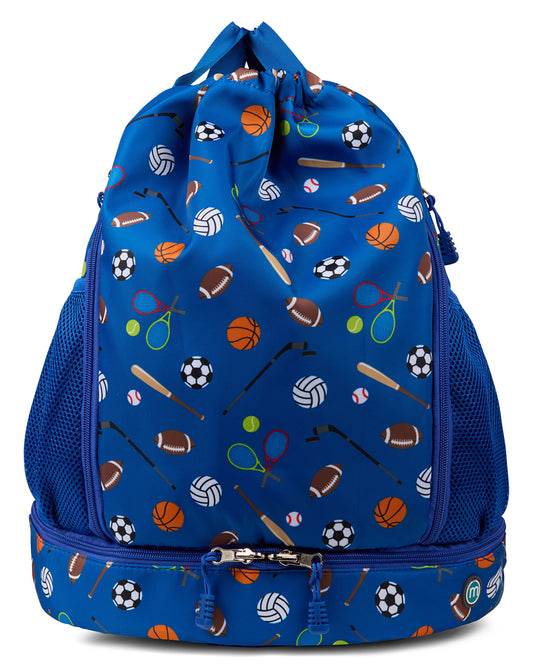 Boys Water-Resistant Backpack with All-Over Sports-Themed Graphics