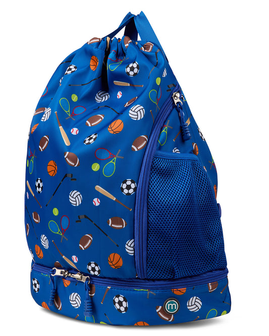 Boys Water-Resistant Backpack with All-Over Sports-Themed Graphics