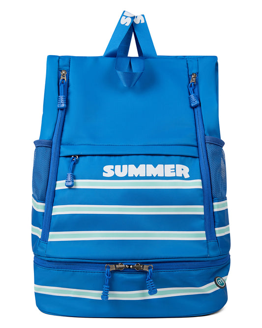 Kids Striped Summer-Themed Water-Resistant Camp Backpack