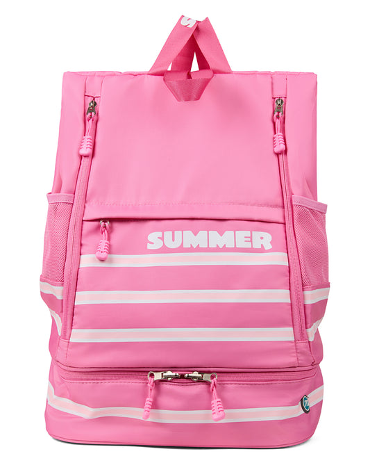 Kids Striped Summer-Themed Water-Resistant Camp Backpack