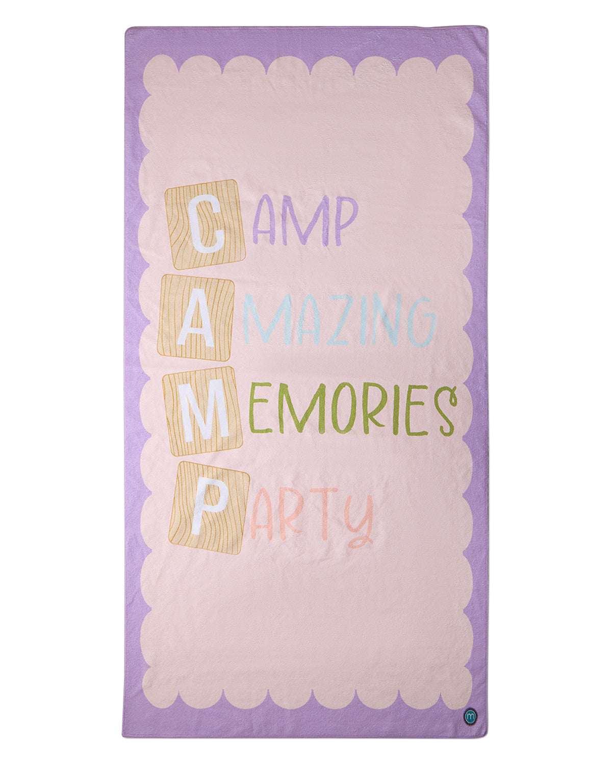 Girls "Camp Party" Cotton-Blend 30"W X 60"L Terry Beach Towel