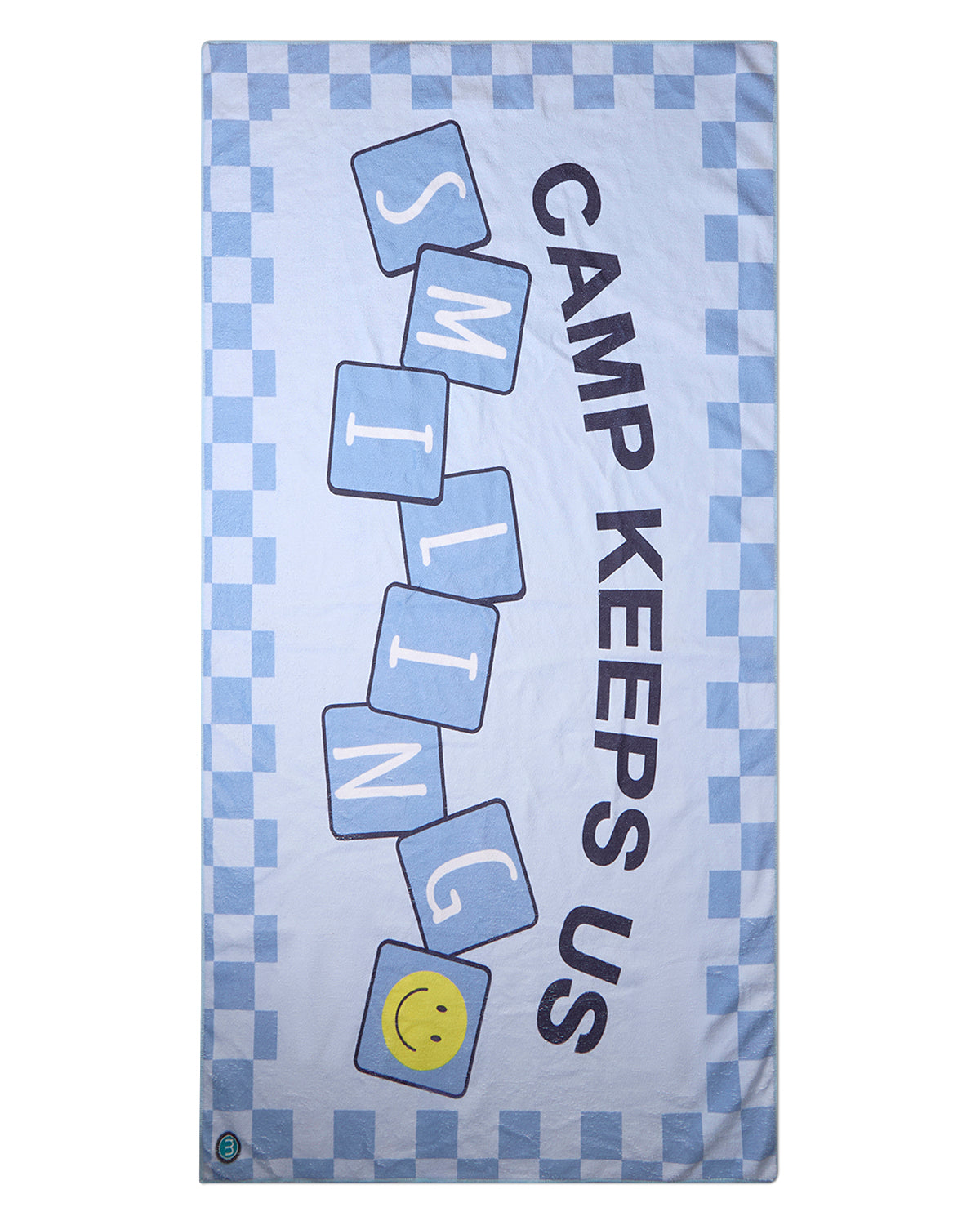 Boys "Camp Smile" Checkered Cotton-Blend 30"W X 60"L Beach Towel