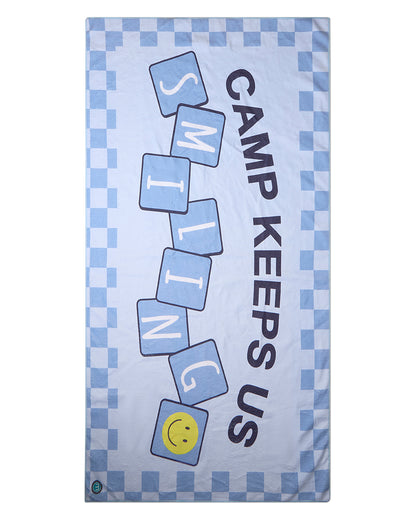 Boys "Camp Smile" Checkered Cotton-Blend 30"W X 60"L Beach Towel