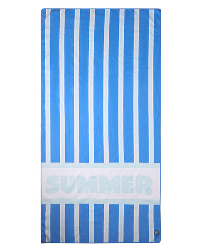 Kids "Summer"-Graphic Striped Cotton-Blend Terry Camp Beach Towel