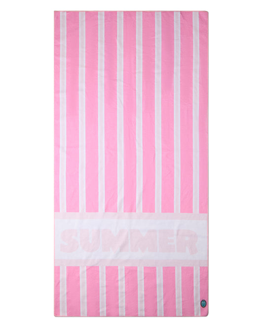 Kids "Summer"-Graphic Striped Cotton-Blend Terry Camp Beach Towel