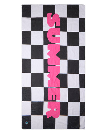 Kids Summer-Themed Cotton-Blend Terry Checkered 60" x 30" Beach Towel