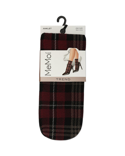 Women's Perfect Plaid Stretch Anklet Sock : Color: Black