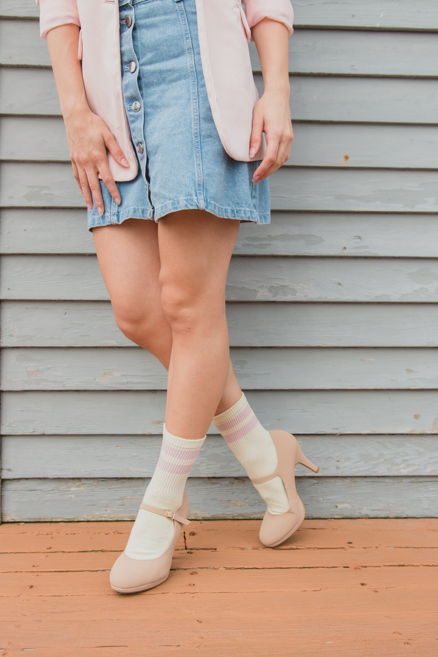 Women's Shimmer Sports Stripe Cotton Blend Anklet Sock : Color: Mint