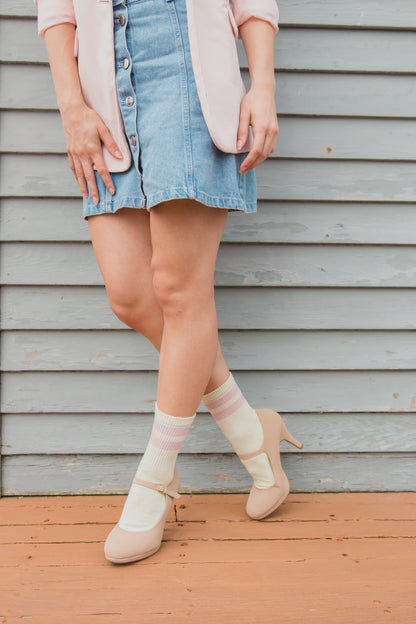 Women's Shimmer Sports Stripe Cotton Blend Anklet Sock : Color: Mint