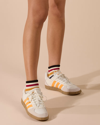 Women's Cotton Blend Retro Style Multicolor Stripe Anklet Sock