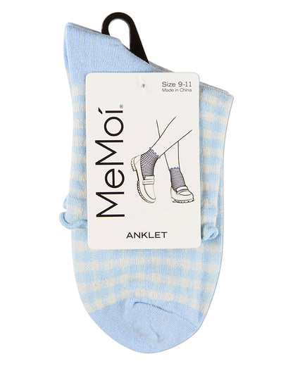 Women's Gingham Cotton Blend Ruffle Cuff Anklet Socks