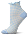 Women's Gingham Cotton Blend Ruffle Cuff Anklet Socks