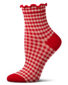 Women's Gingham Cotton Blend Ruffle Cuff Anklet Socks