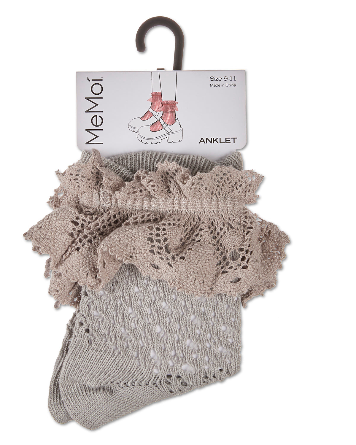 Women's Whimsy Lace Anklet Socks : Color: Gray