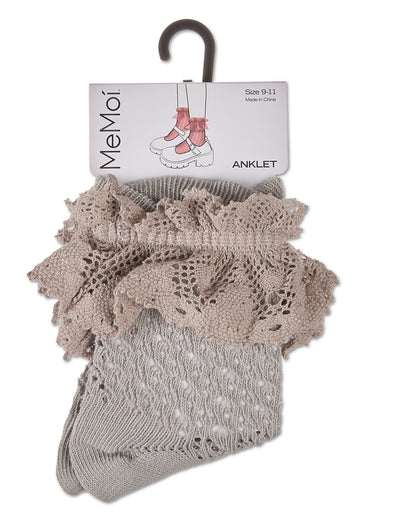 Women's Whimsy Lace Anklet Socks : Color: Gray