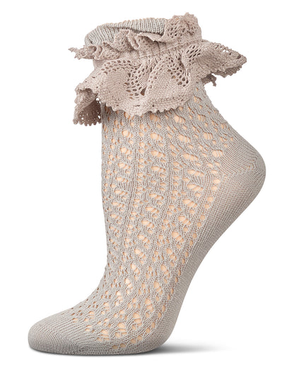 Women's Whimsy Lace Anklet Socks : Color: Gray