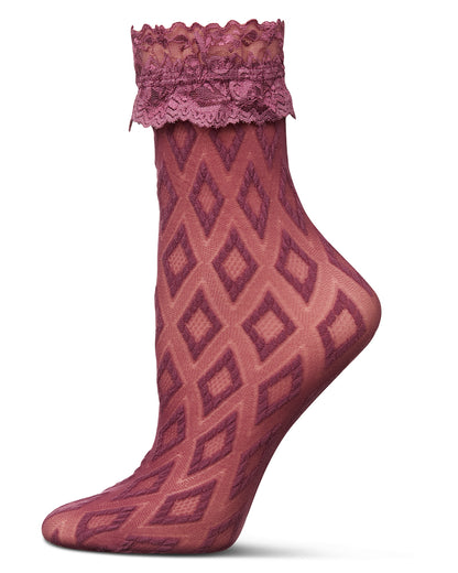 Women's 3-Diamondsional Anklet Socks : Color: Tulipwood