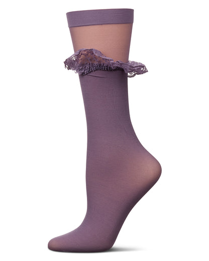 Women's Ruffleina Anklet Socks : Color: Grape Compote
