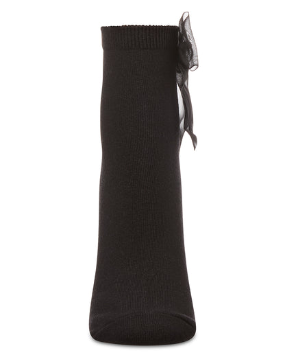 Women's Cotton Rich Tulle Bow Trimmed Ankle Sock : Color: Black