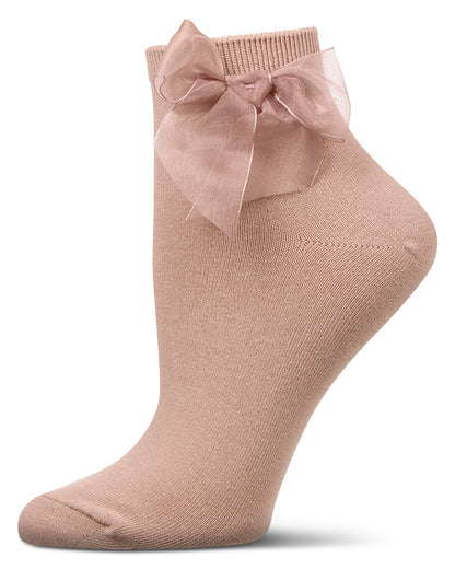 Women's Cotton Rich Tulle Bow Trimmed Ankle Sock : Color: Blush