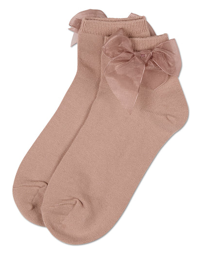 Women's Cotton Rich Tulle Bow Trimmed Ankle Sock : Color: Black