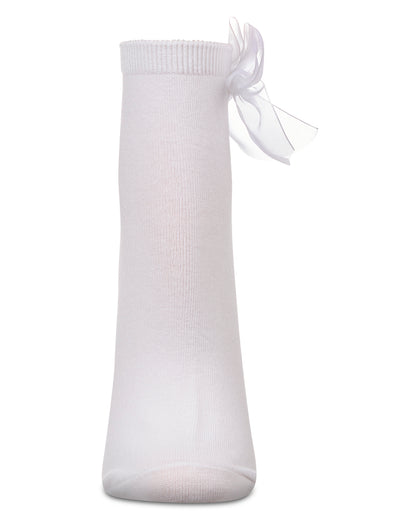 Women's Cotton Rich Tulle Bow Trimmed Ankle Sock : Color: Black