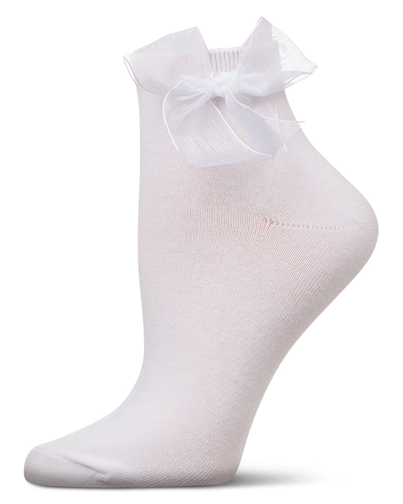 Women's Cotton Rich Tulle Bow Trimmed Ankle Sock