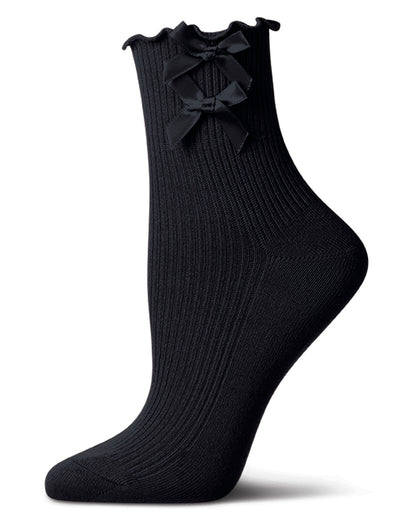 Women's Cotton Rich Lettuce Edge Bow-Trimmed Ankle Sock