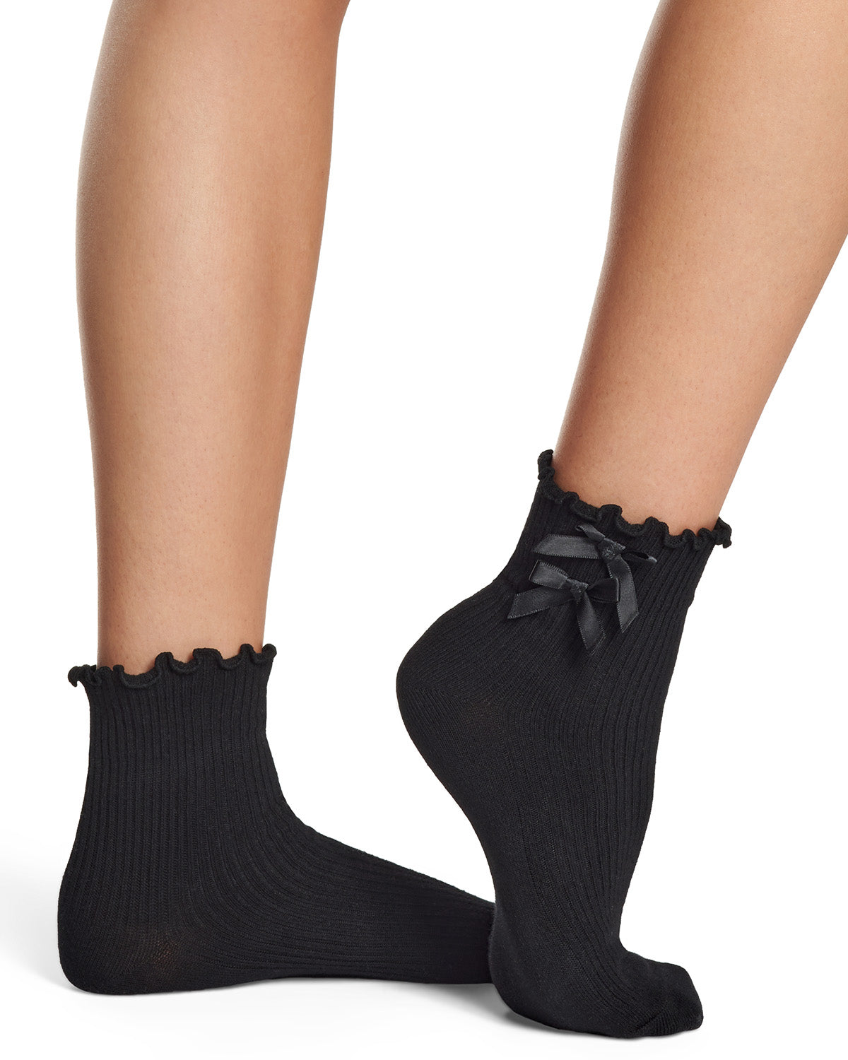 Women's Cotton-Rich Lettuce-Edge Bow-Trimmed Ankle Sock