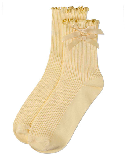 Women's Cotton Rich Lettuce Edge Bow-Trimmed Ankle Sock