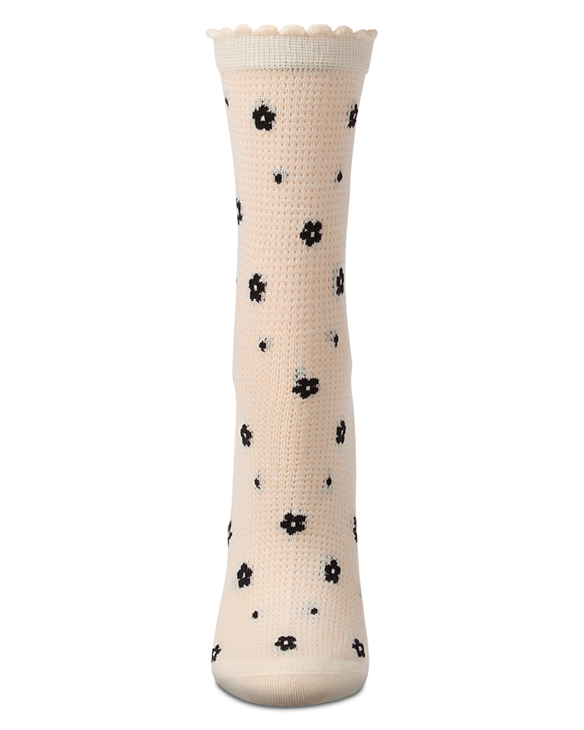 Women's "Deco Flower" Cotton-Rich Mesh Ankle Sock