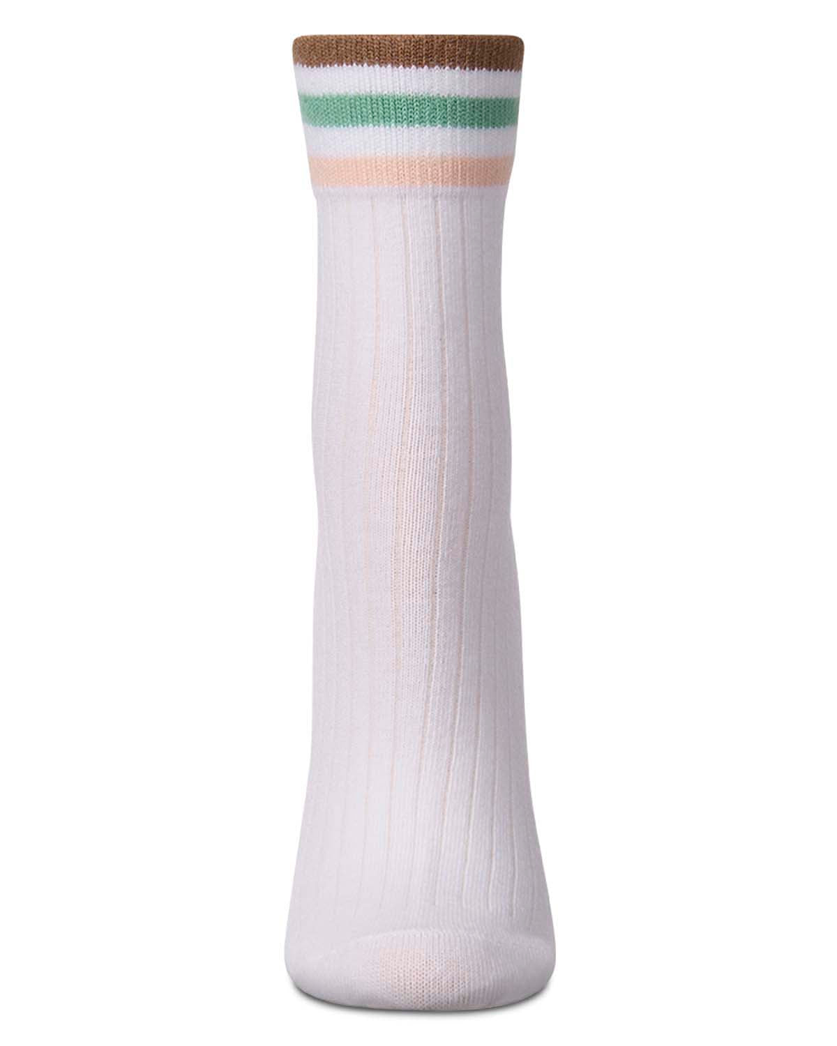 Women's Cotton-Rich Sporty Ankle Sock with 3 Thin Varsity Stripes